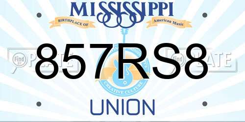 857RS8 Mississippi License Plate