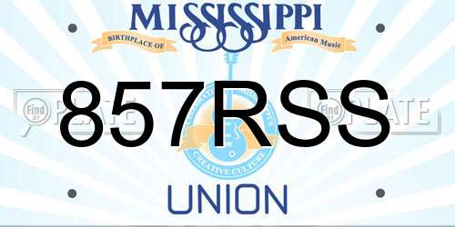 857RSS Mississippi License Plate