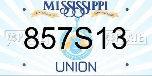 857S13 Mississippi License Plate