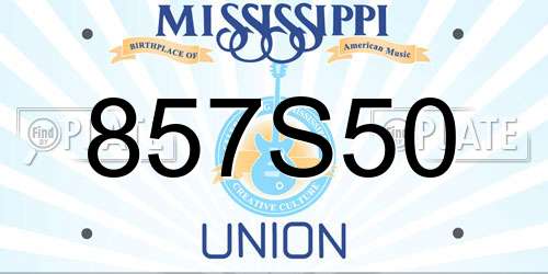 857S50 Mississippi License Plate