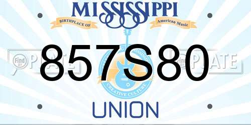 857S80 Mississippi License Plate