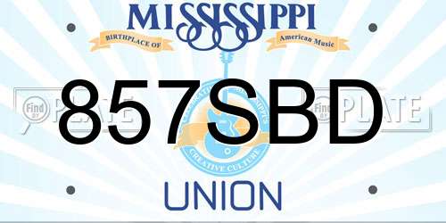 857SBD Mississippi License Plate