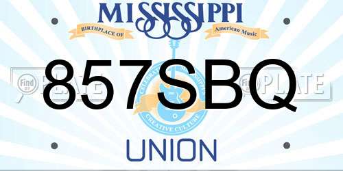 857SBQ Mississippi License Plate