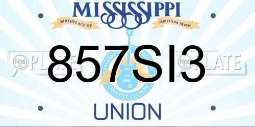 857SI3 Mississippi License Plate