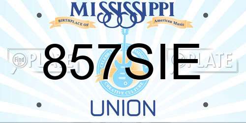 857SIE Mississippi License Plate