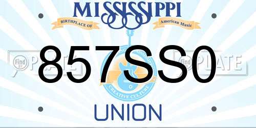 857SS0 Mississippi License Plate
