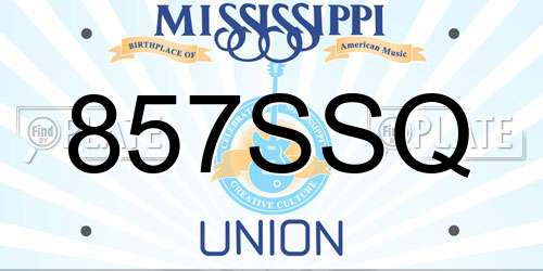 857SSQ Mississippi License Plate