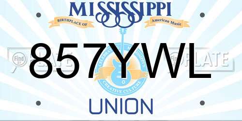857YWL Mississippi License Plate