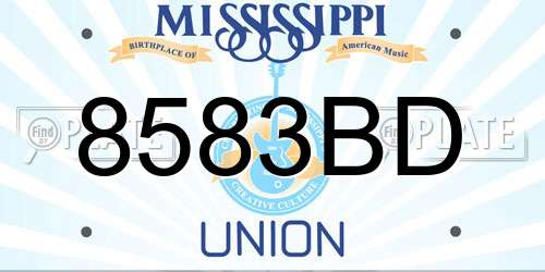 8583BD Mississippi License Plate