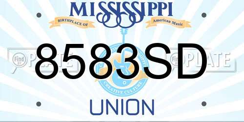 8583SD Mississippi License Plate