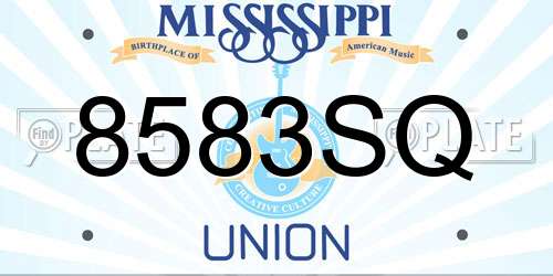 8583SQ Mississippi License Plate