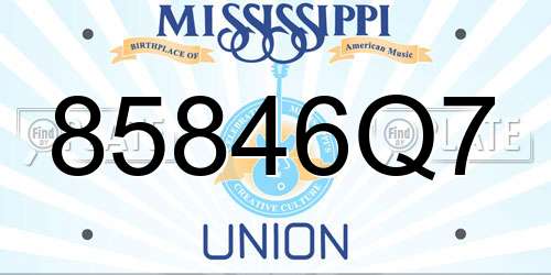 85846Q7 Mississippi License Plate