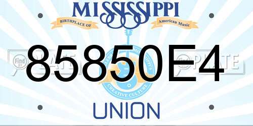85850E4 Mississippi License Plate