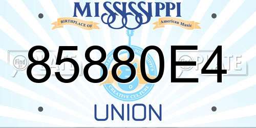 85880E4 Mississippi License Plate