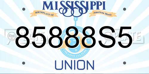 85888S5 Mississippi License Plate