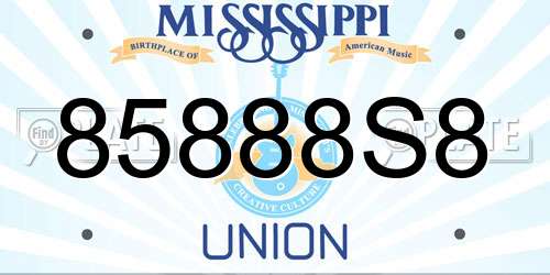 85888S8 Mississippi License Plate