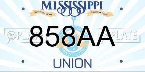 858AA Mississippi License Plate