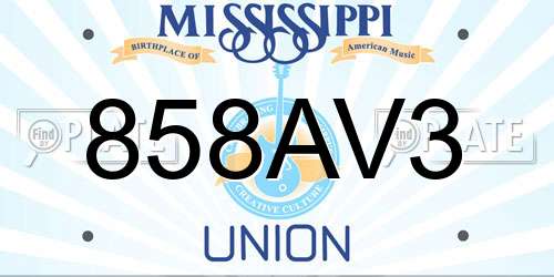 858AV3 Mississippi License Plate