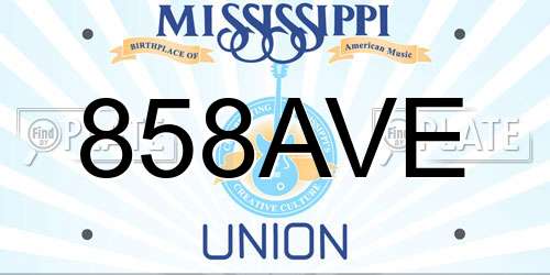 858AVE Mississippi License Plate