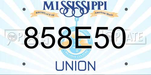 858E50 Mississippi License Plate