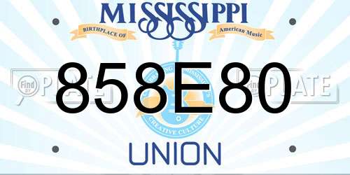 858E80 Mississippi License Plate
