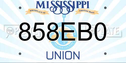 858EB0 Mississippi License Plate