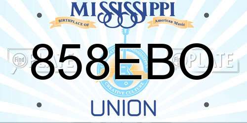 858EBO Mississippi License Plate
