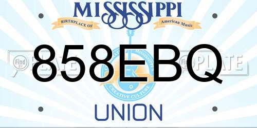 858EBQ Mississippi License Plate