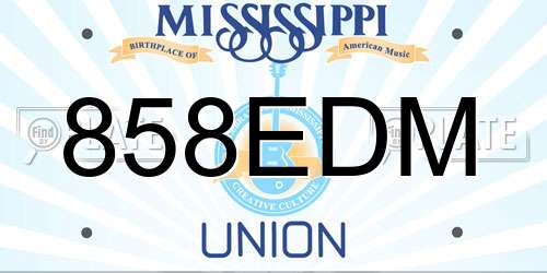 858EDM Mississippi License Plate