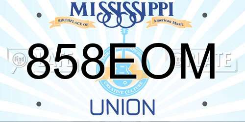 858EOM Mississippi License Plate