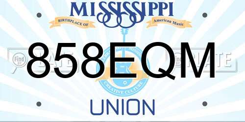 858EQM Mississippi License Plate