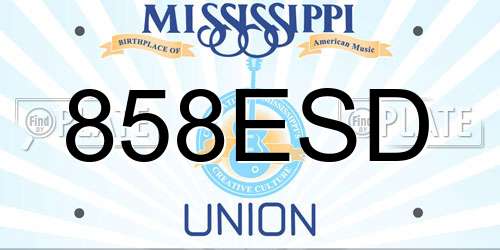 858ESD Mississippi License Plate