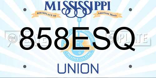 858ESQ Mississippi License Plate