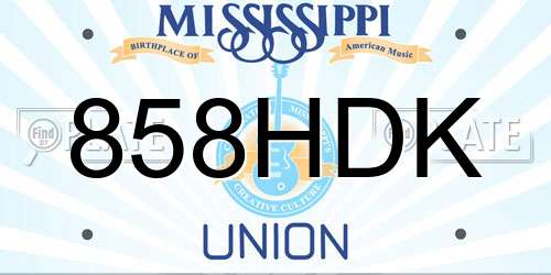 858HDK Mississippi License Plate
