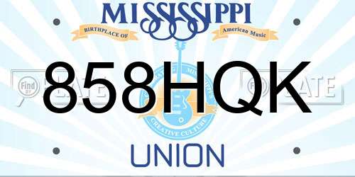 858HQK Mississippi License Plate