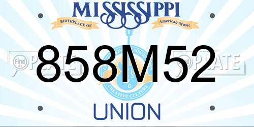 858M52 Mississippi License Plate