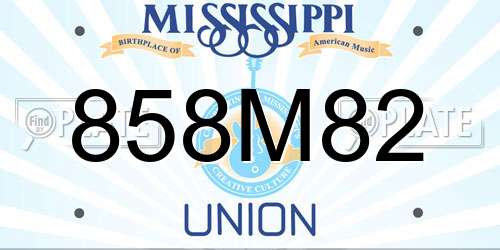 858M82 Mississippi License Plate