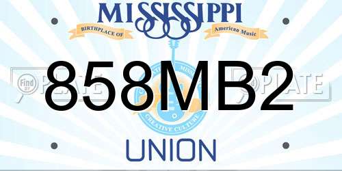 858MB2 Mississippi License Plate