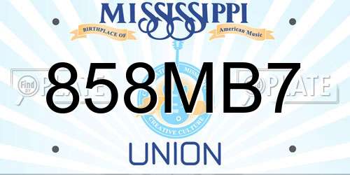 858MB7 Mississippi License Plate