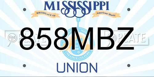 858MBZ Mississippi License Plate
