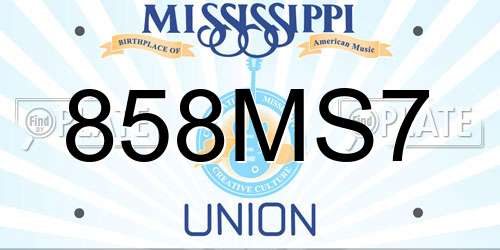 858MS7 Mississippi License Plate