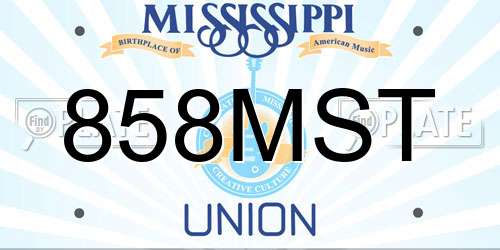 858MST Mississippi License Plate