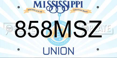 858MSZ Mississippi License Plate