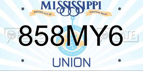 858MY6 Mississippi License Plate