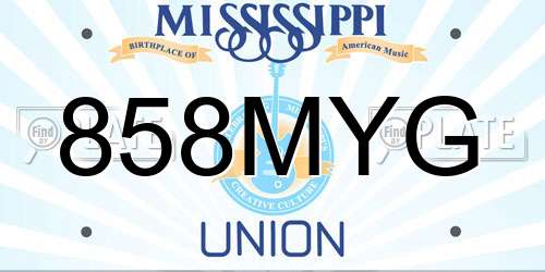 858MYG Mississippi License Plate
