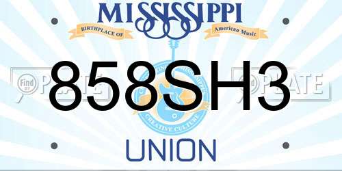 858SH3 Mississippi License Plate
