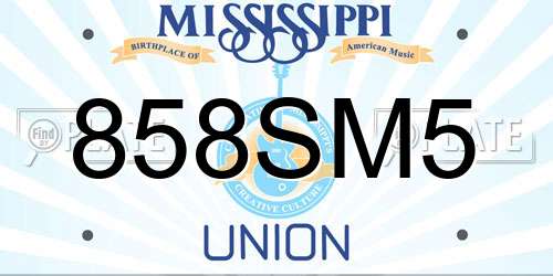 858SM5 Mississippi License Plate