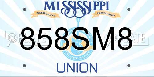 858SM8 Mississippi License Plate