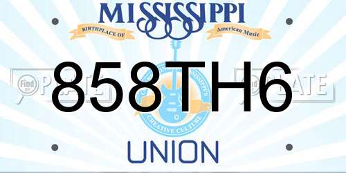 858TH6 Mississippi License Plate
