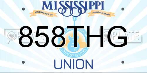 858THG Mississippi License Plate